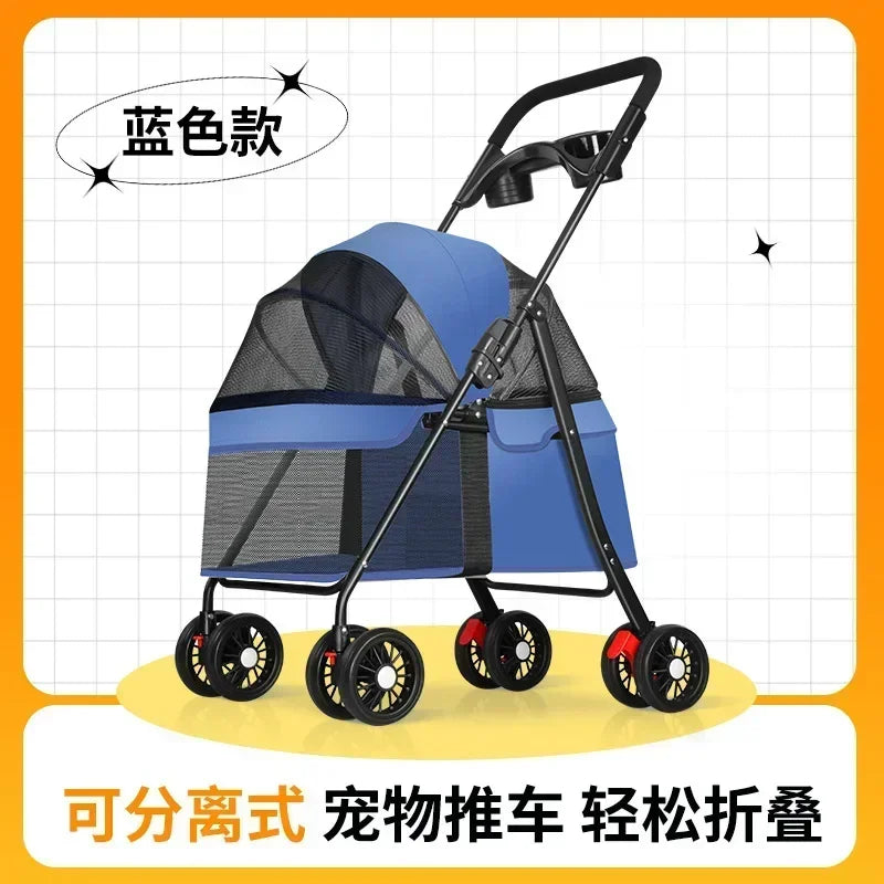 Pet Stroller Dog Cat Large and Small Dog Out Pet Cart Outdoor Travel Lightweight Foldable