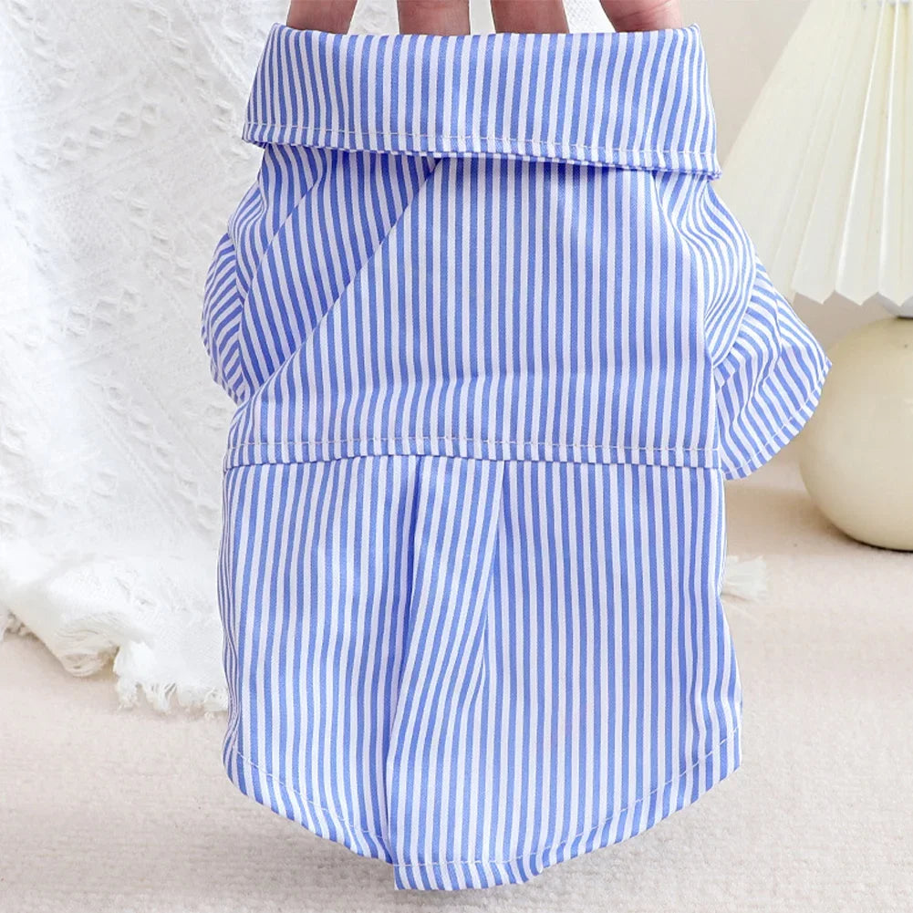 Pet Dog Clothes Bowknot Striped Shirts for Dogs Clothing Cat Small Thin Summer Blue Fashion Boy Girl Chihuahua Pet Products