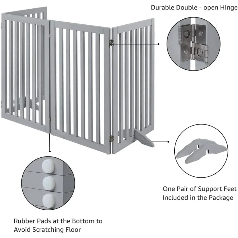 36”H Free Standing Pet Gate for Dog Cat Baby, Tall Wooden Dog Gates for Doorway, Stairs, Foldable Pet Fence for The House