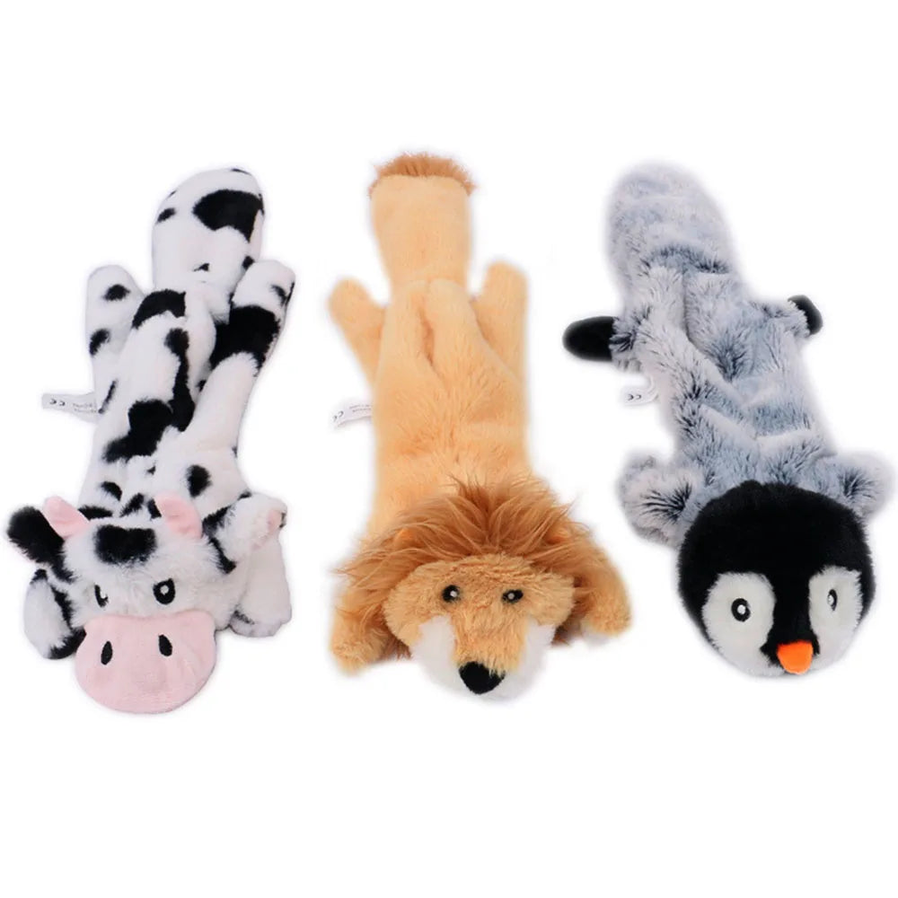 Funny Simulated Animal No Stuffing Dog Toy with Squeakers Durable Stuffingless Plush Squeaky Dog Chew Toy Crinkle Pet Squeak Toy