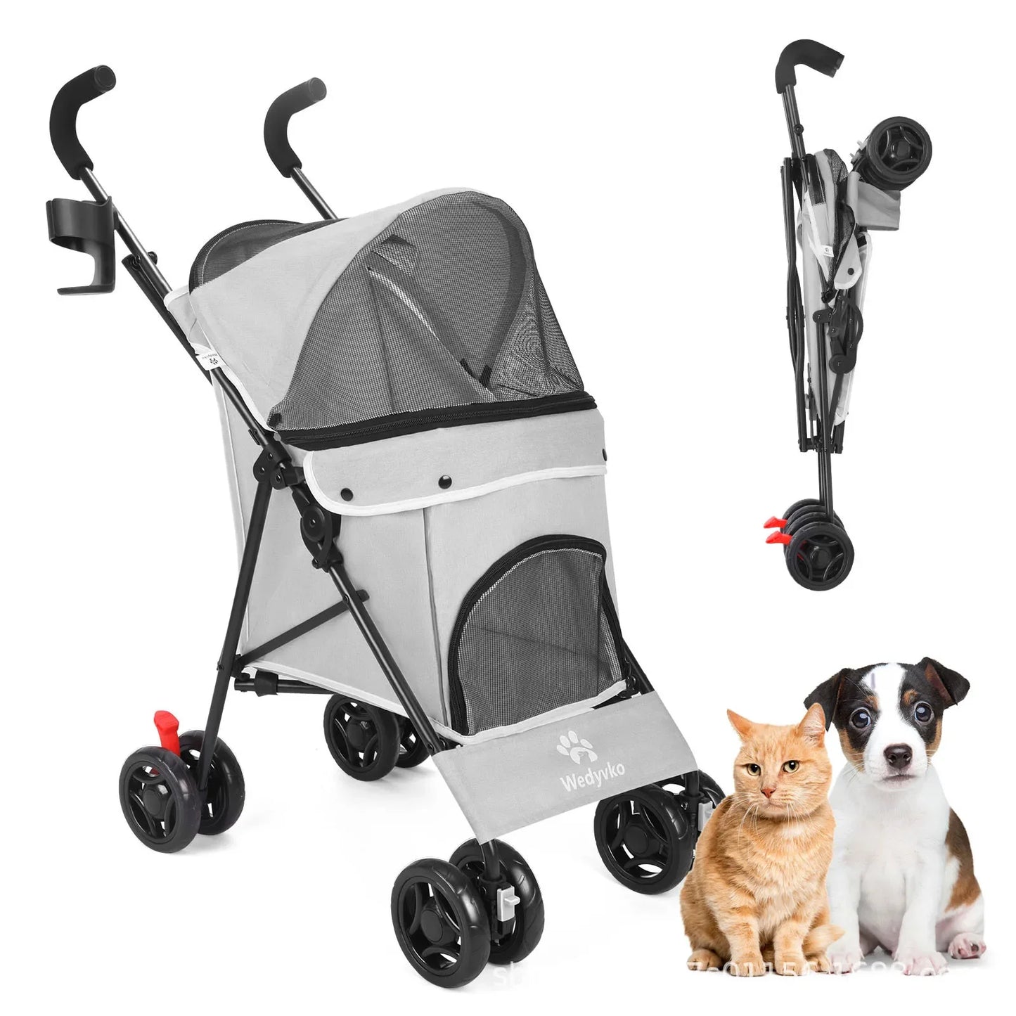 Pet Cart Dog Cat Teddy Go Out Small and Medium Portable Multi-function Folding Travel Cart