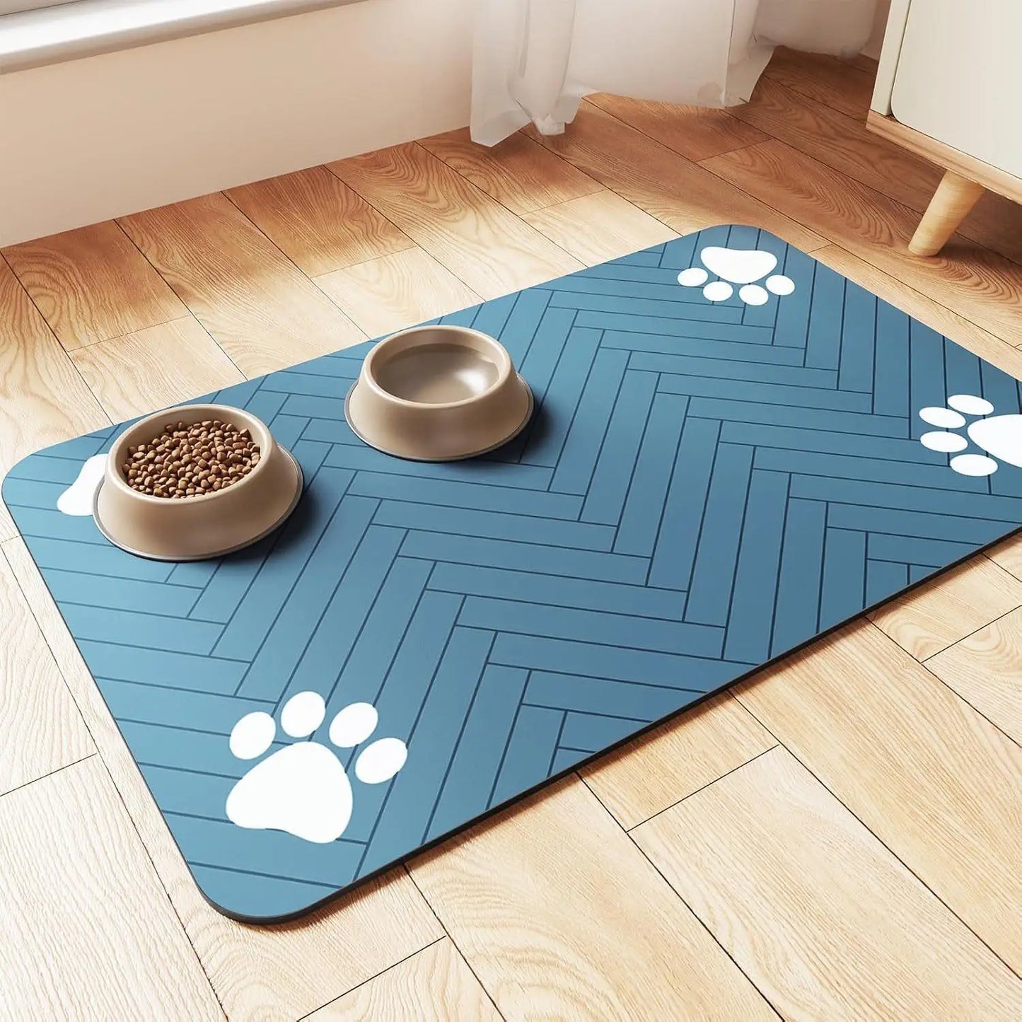 Pet Feeding Mat-Absorbent Pet Placemat for Food and Water Bowl, with Waterproof Rubber Backing, Quick Dry Water Mat for Dog Cat