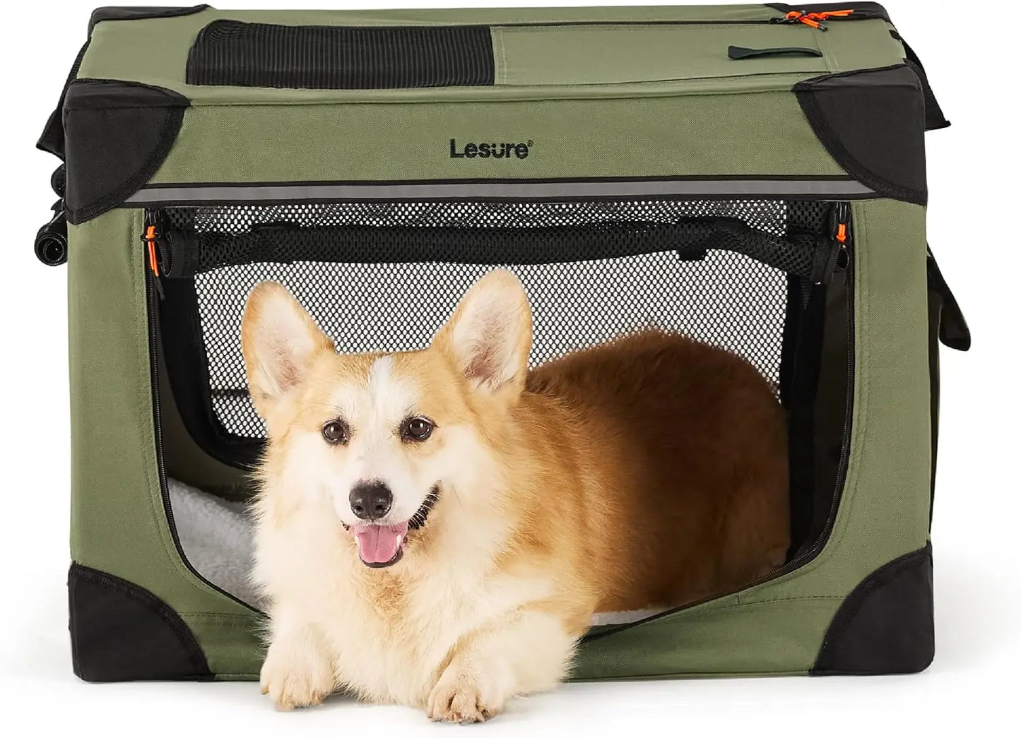 Lesure Soft Collapsible Dog Crate - 26 Inch Portable Travel Dog Crate for Small Dogs Indoor & Outdoor, 4-Door Foldable Pet Kenne