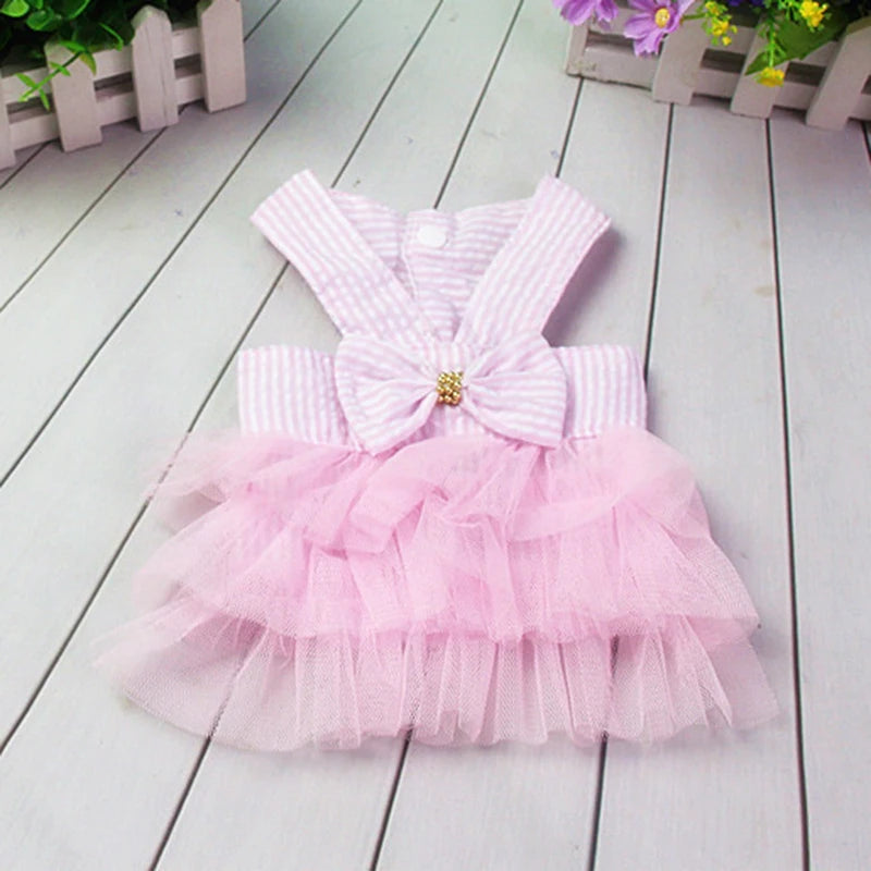 Cute Cheap Puppy Dog Bow Dress Skirt Summer Pet Dresses for Small Dogs Yorkshire Shih Tzu Cat Clothes mascotas Clothing sukienki