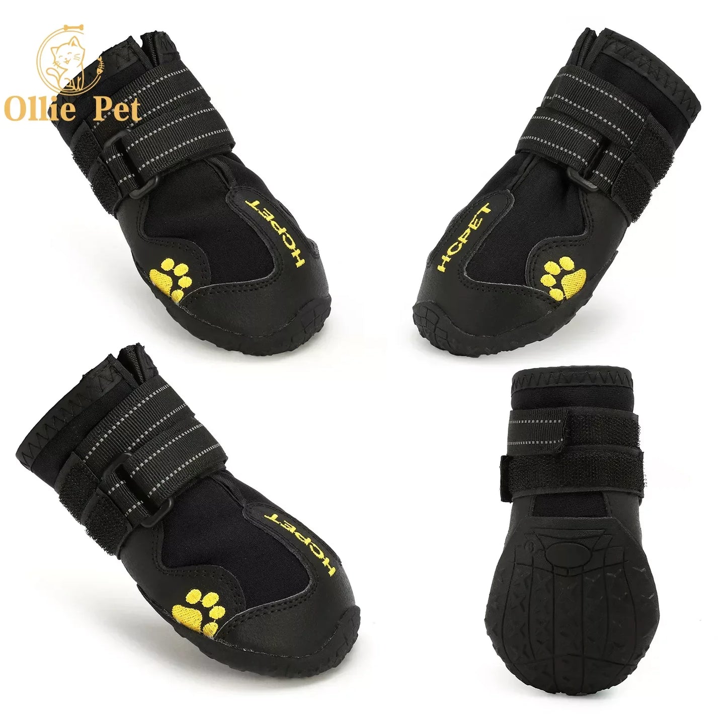 Dog Shoes Waterproof Anti-Slip Rain Boots Warm Snow Reflective for Small Large Pet Sports Training Protect Pet Feet 4pcs