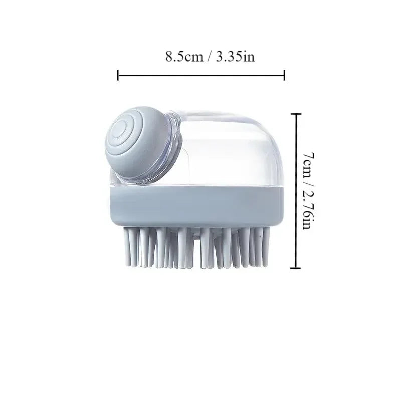 Pet Bath Brush Soft Silicone With Shampoo Dispenser Gentle Massage For Grooming And Cleaning Fur And Hair