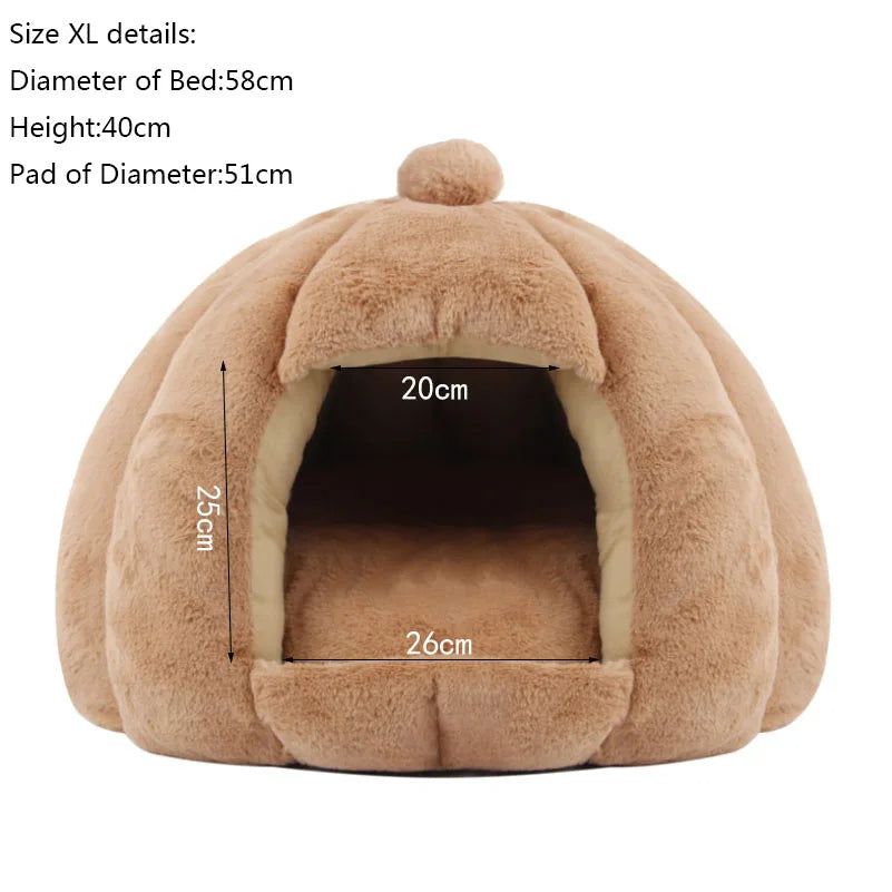 Winter Dog Bed Kennel Small Medium Semi-closed Yurt Rabbit Plush Warm Cat Pet Kennel