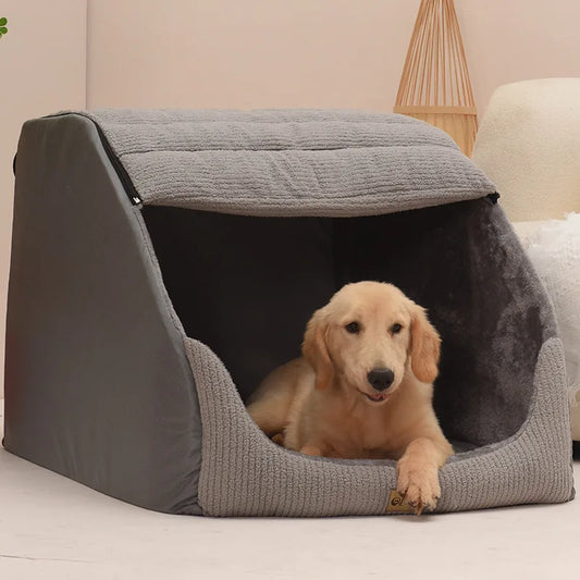 Winter Warm Kennel Large Dog Golden Retriever Nest Fully Removable and Washable Semi-Enclosed Kennel Pet Supplies Accessories