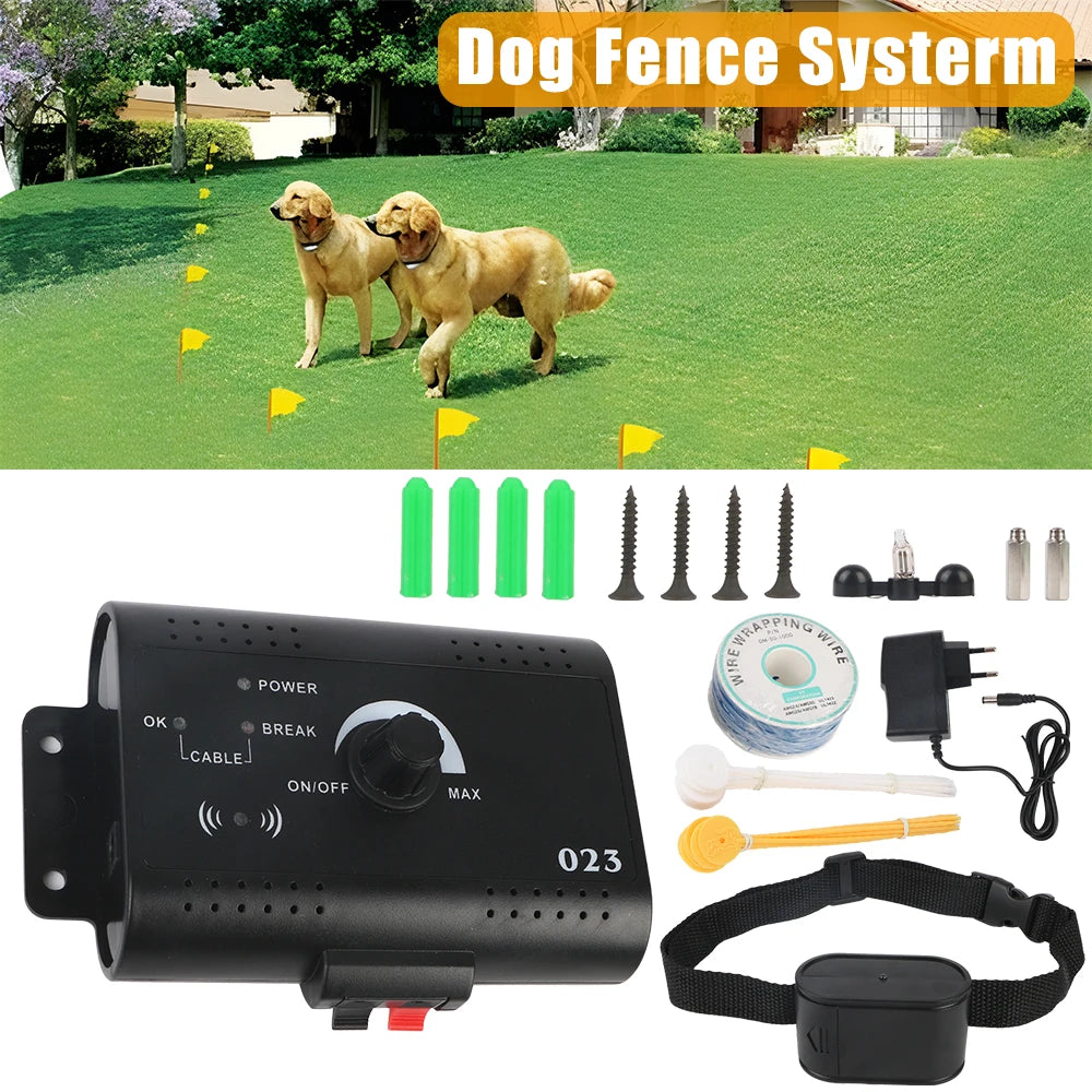 Electric Dog Fence Waterproof Pet Accessories Electronic Pet Fence System Containment Dog Training Collar Sound Shocked Collar