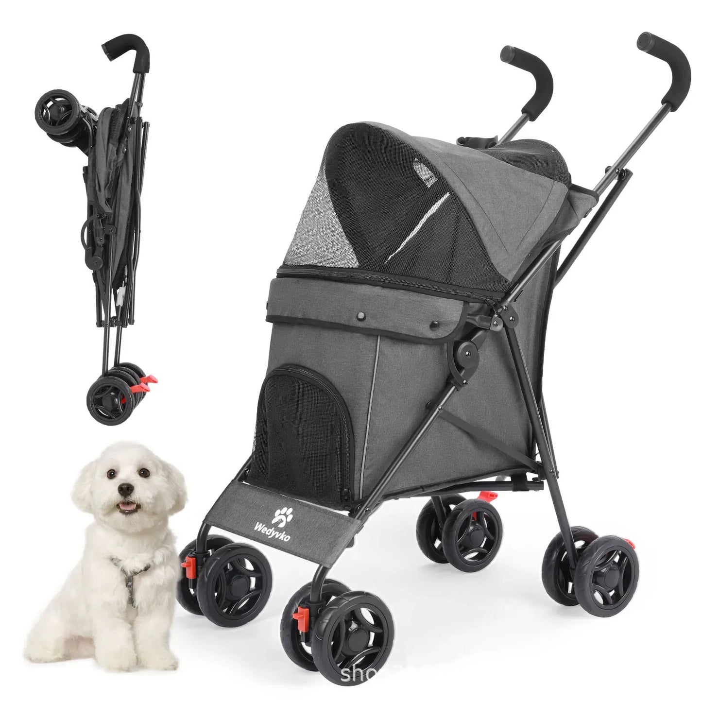 Pet Cart Dog Cat Teddy Go Out Small and Medium Portable Multi-function Folding Travel Cart