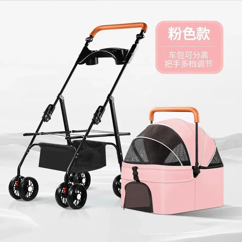 Pet Stroller Dog Cat Large and Small Dog Out Pet Cart Outdoor Travel Lightweight Foldable