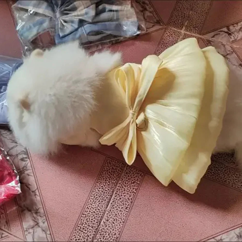 Spring Summer Dog Princess Dress Big Bowknot Pet Skirt for Small Dogs Cats Schnauzer Shih Tzu Puppy Clothing