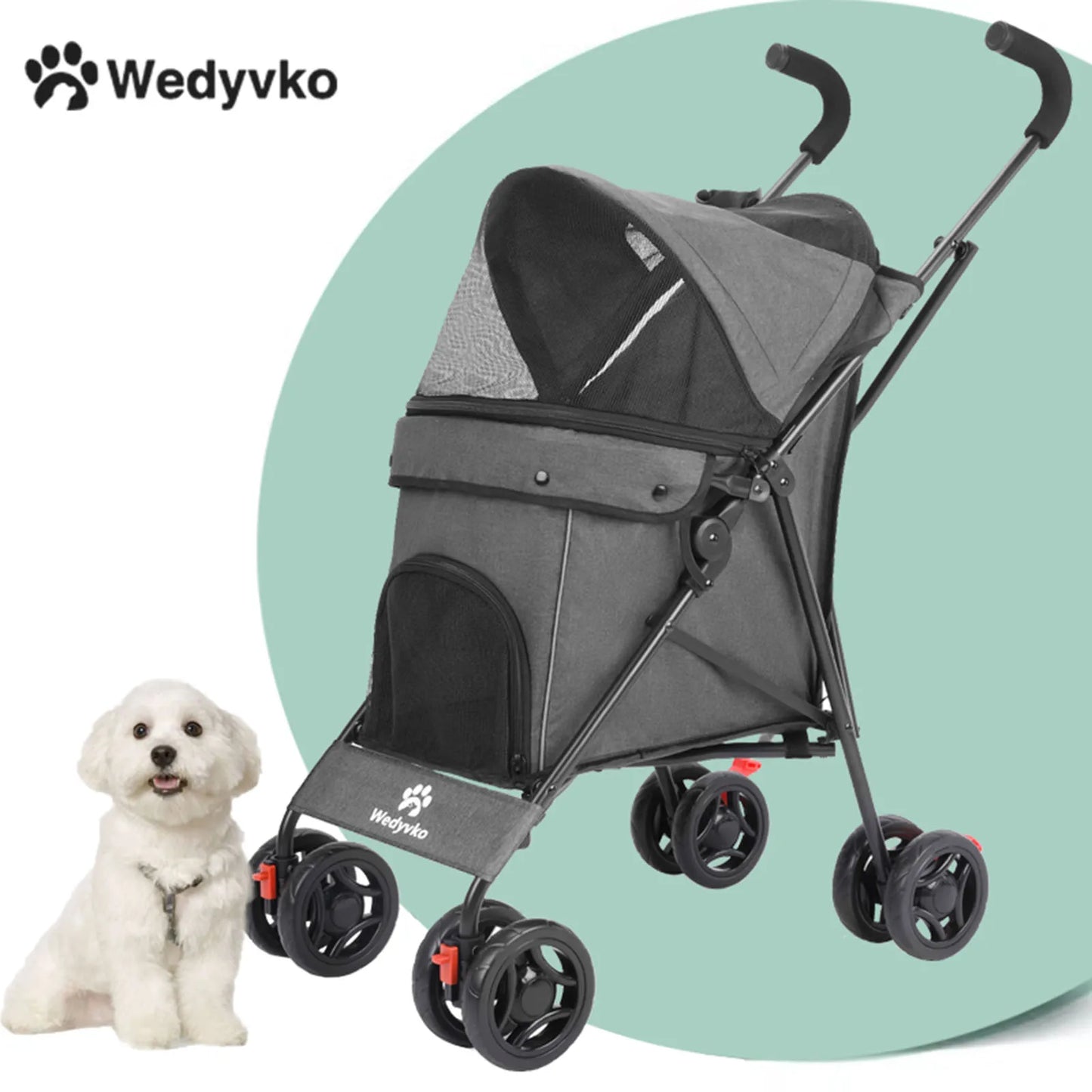 Outdoor Puppy Stroller Cat Dog Travel Breathable Pet Stroller Lightweight Folding Universal Wheels Small Medium Pet Stroller