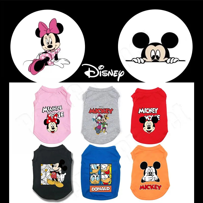 Disney Cartoon Dog Cat Vest Summer Pet Dogs Clothes Mickey And Minnie Dog Shirt for Small Medium Puppy French Bulldog Ropa Perro