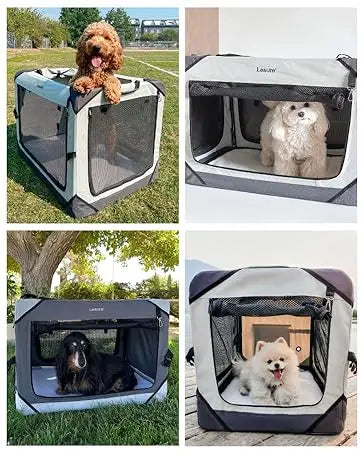 Lesure Soft Collapsible Dog Crate - 26 Inch Portable Travel Dog Crate for Small Dogs Indoor & Outdoor, 4-Door Foldable Pet Kenne