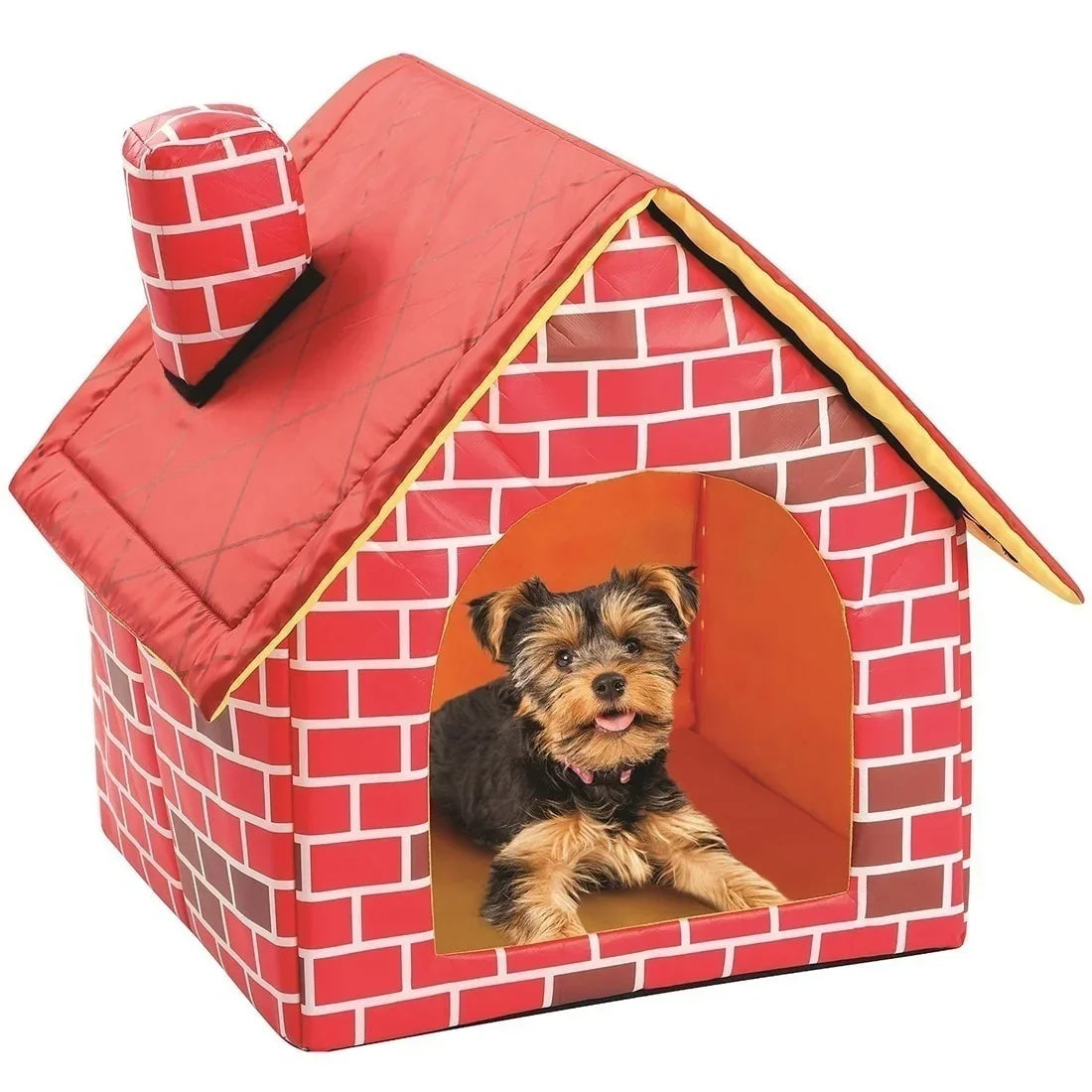 Niche pliable pour petit chien et chat, chaude et confortable, portable, style mur de briques, niche pour chien et chat