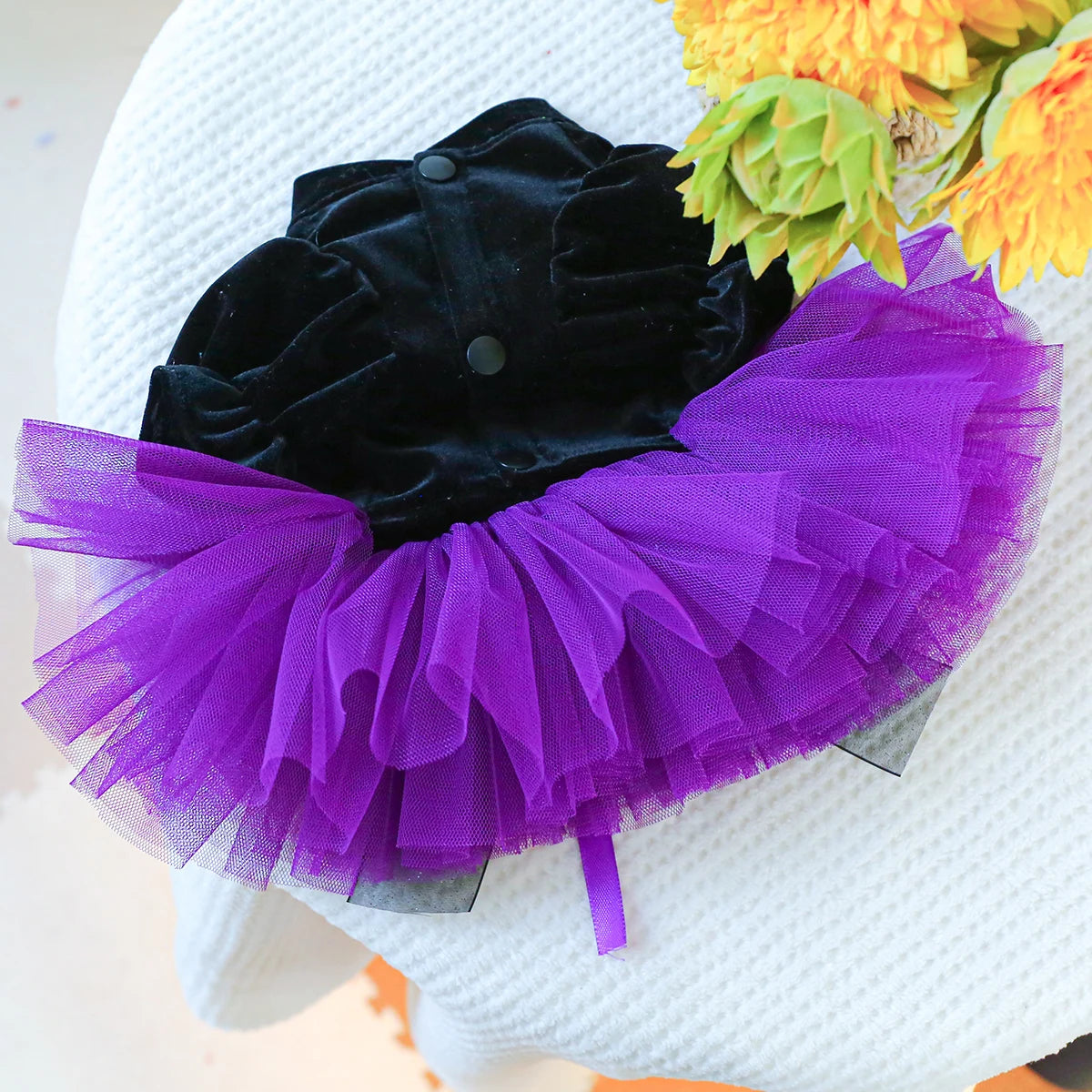 1PC Pet Clothing Dog Autumn Winter Black Velvet Purple Princess Wedding Dress Dress With Drawstring Buckle For Small Medium Dogs