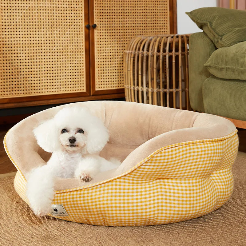 Autumn and Winter New Kennel Four Seasons Universal Plaid Colorblock Teddy Small Dog Bed Sofa Cat Nest Pet Supplies Accessories