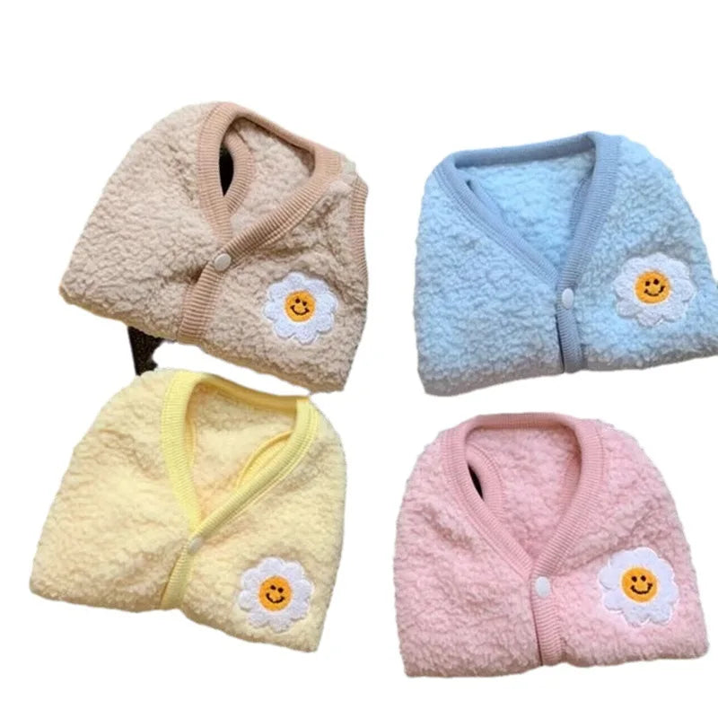 Autumn Winter Dog Cute Flower Vest Fleece Coat Cat Feet Warm Pet Dog Clothes Dogs Coat Plush Vest Dog Clothes for Small Dogs