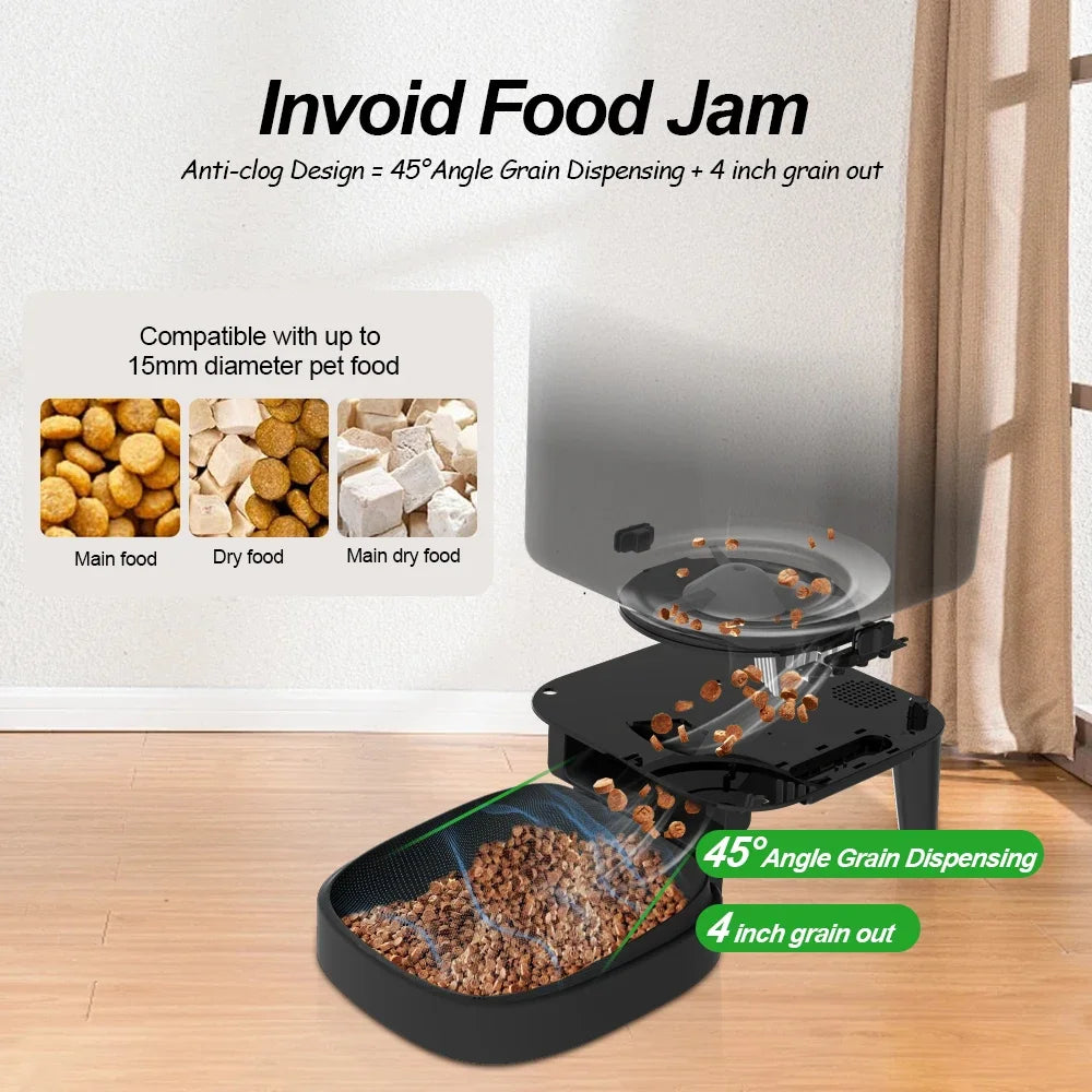 Automatic Feeder for Cat Dog 5G WiFi Smart Cat Feeder Feed Time Setting for Pets Dogs Cats Food Automatic Dispenser Bowl Furpipi