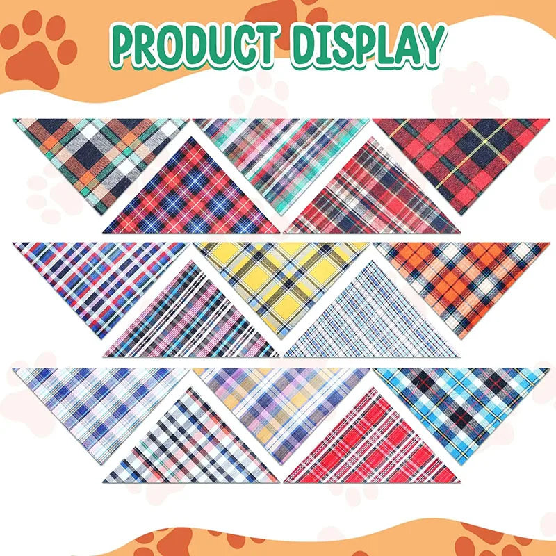 Bandanas para perros y gatos Bandana a cuadros para perros Bandana lavable para cachorros Baberos triangulares para perros Bufandas Accesorios para mascotas para niñas y niños