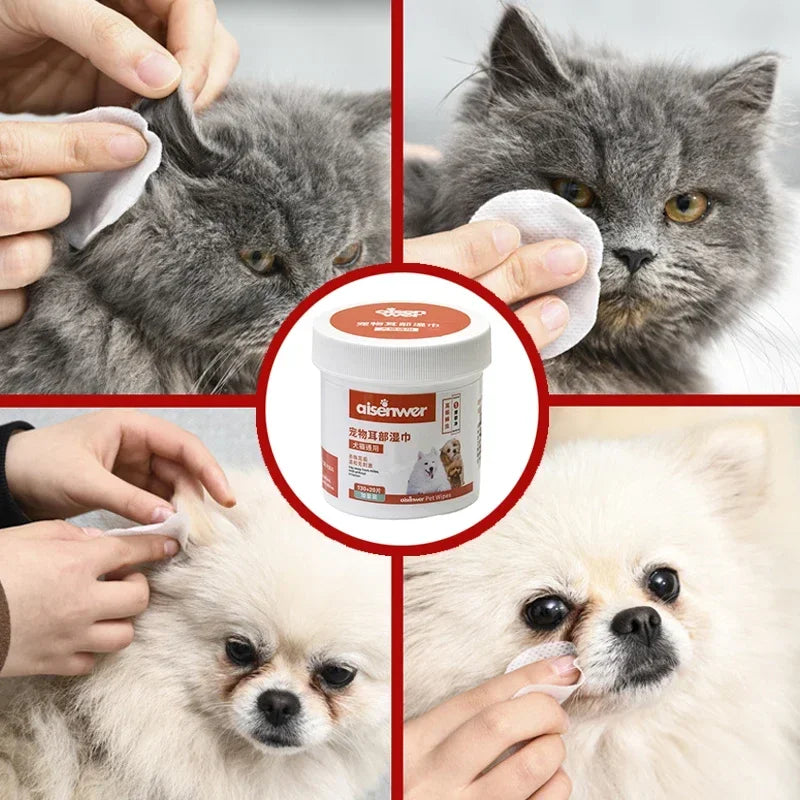 150PCS Pet Specific Cleaning Wipes Ear Cleaning Eye Cleaning Tear Removal Cat and Dog Universal Canned for Easy Carrying