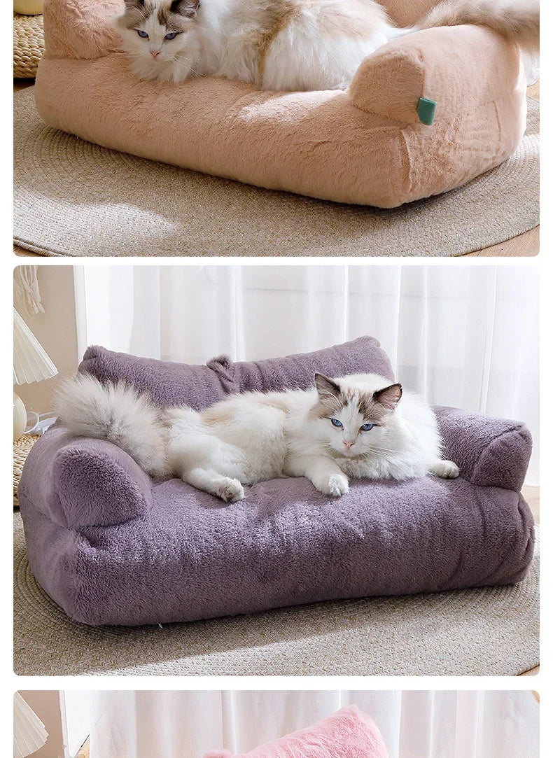 Winter Cat House Plush Dog Sofa Beds Washable Warm Pet Dog Nest Cat Beds Thicken Comfortable Cat Cushion Dog Sleep Cat Furniture