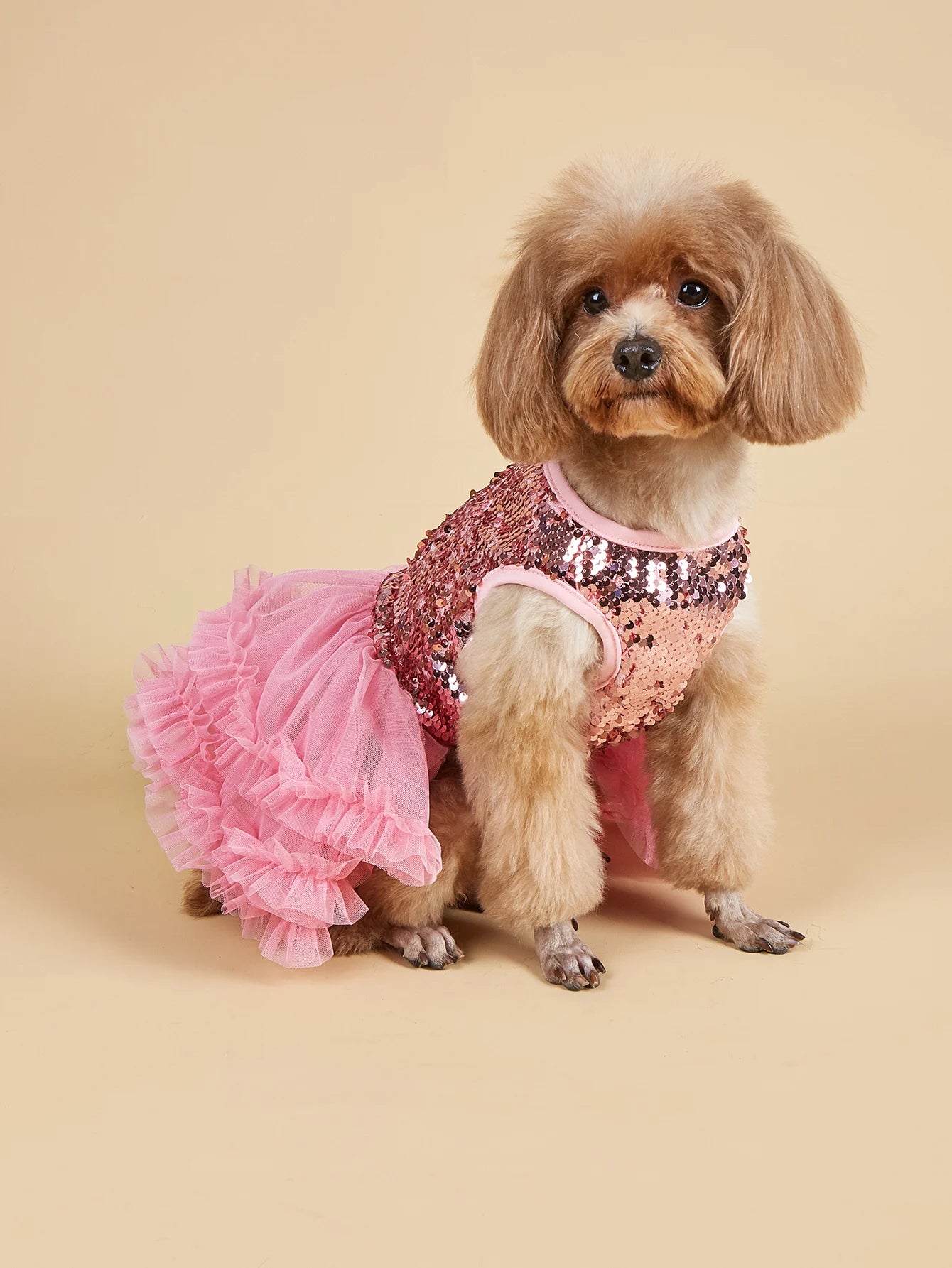 Dog Dress Girl Dog Sleeveless  Clothes  Sequin Pet Apparel Doggie Tutu with Tulle Cat Clothing Puppy Dresses Doggy Costume