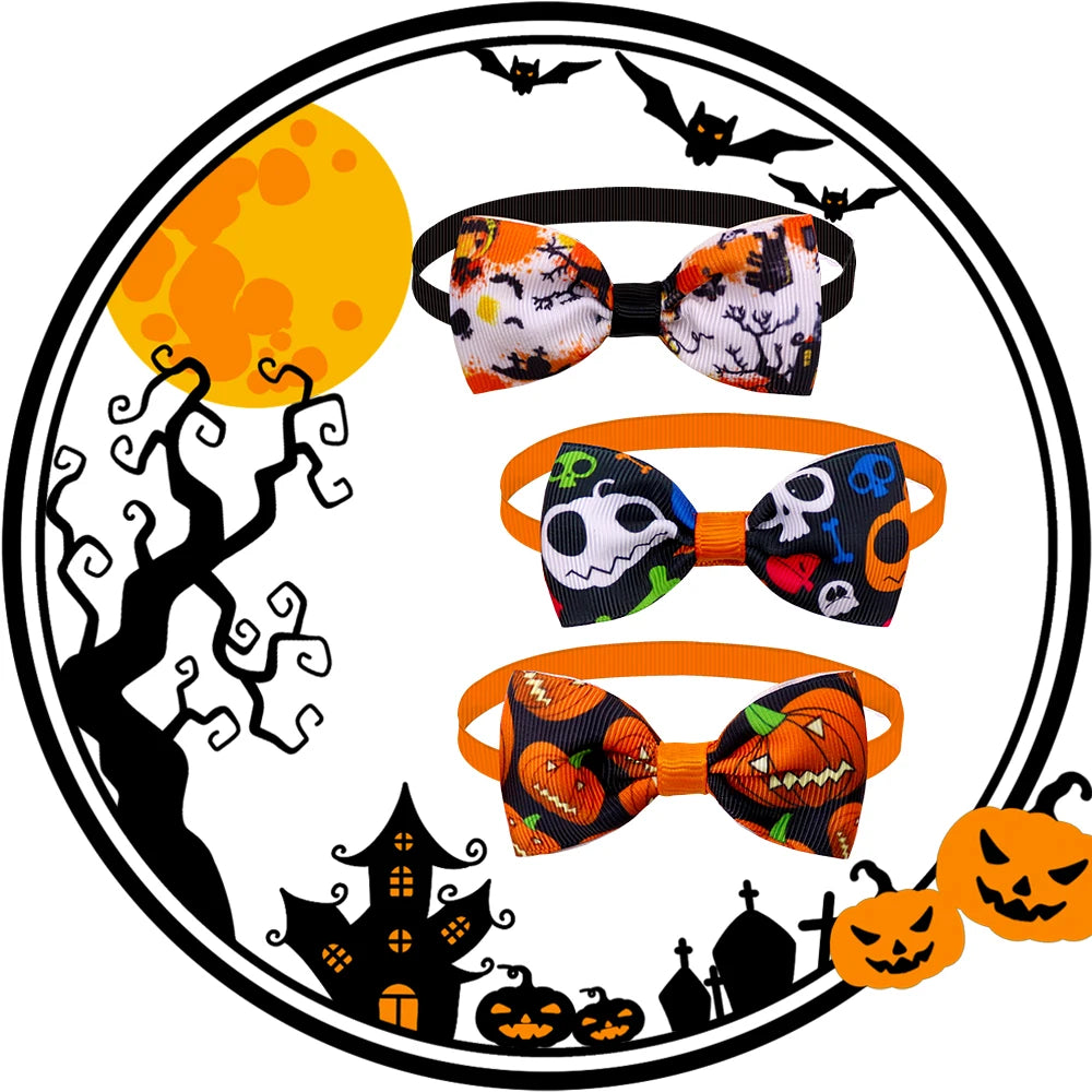 20pcs Halloween Dog Accessoires Small Dog Bow Tie Skull Pet Supplies Dog Bows Pet Dog Bowtie/ Neckties Small Dogs Headwear