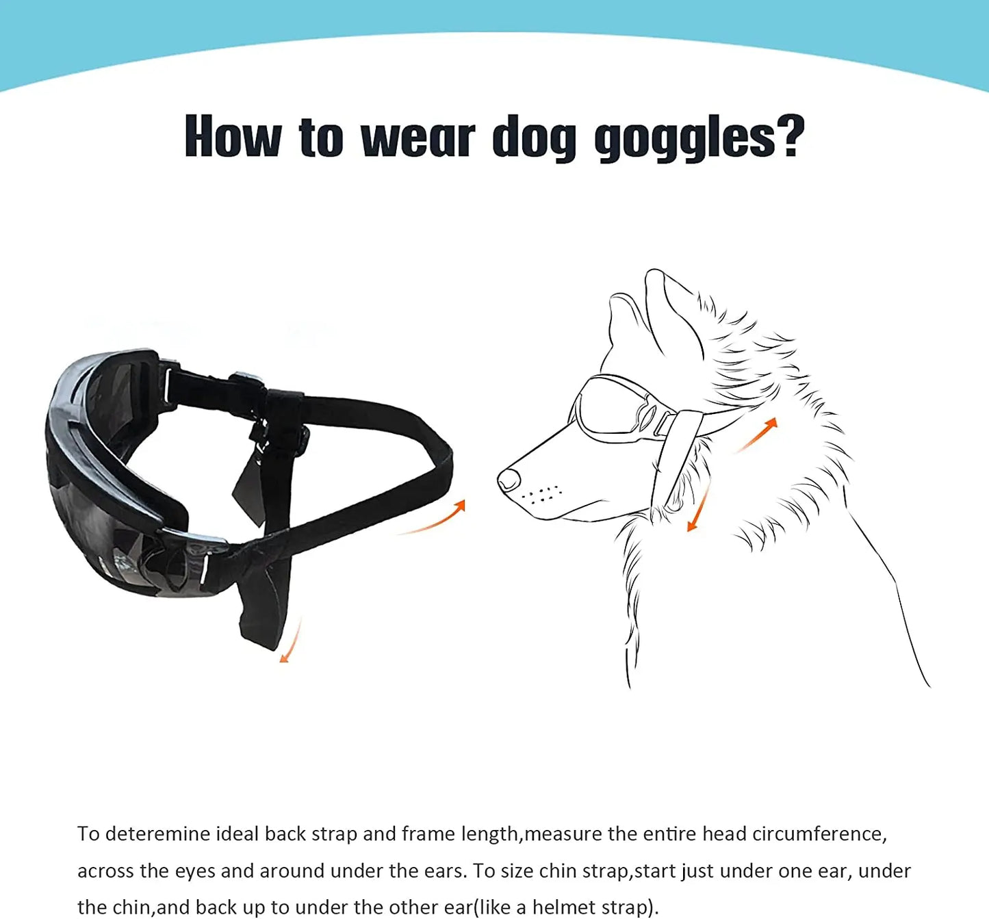 Dog Sunglasses Dog Goggles Adjustable Strap for Travel Skiing and Anti-Fog Dog Snow Goggles Pet Goggles for Medium to Large Dog