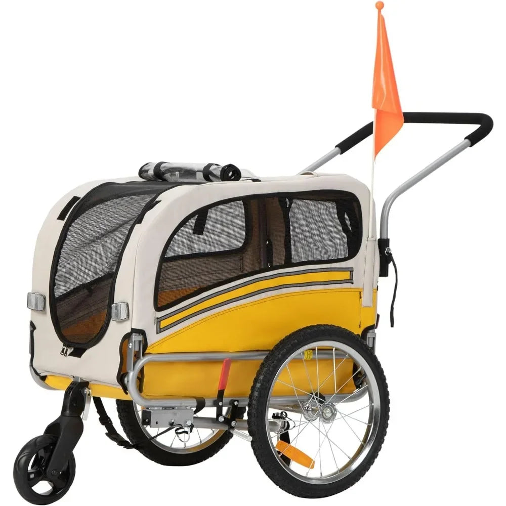 Leonpets 2 in 1 Dog Stroller Pet Dog Bike Trailer Bicycle Trailer and Jogger，ransparent windows，comfortable seat cushion