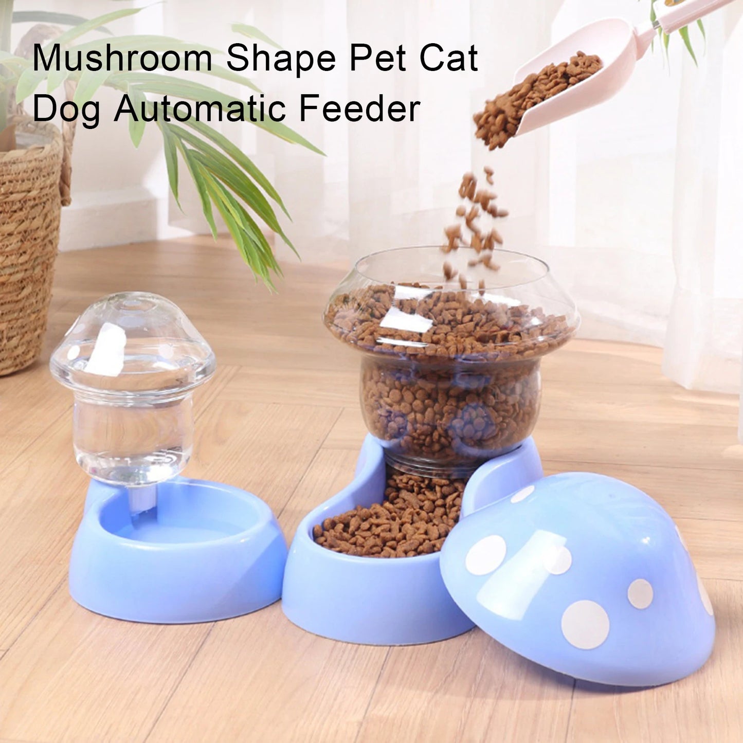 1 Set Cat Water Feeder Auto Replenishment Large Capacity Mushroom Shape Pet Dog Cat Water Food Container Pet Supplies