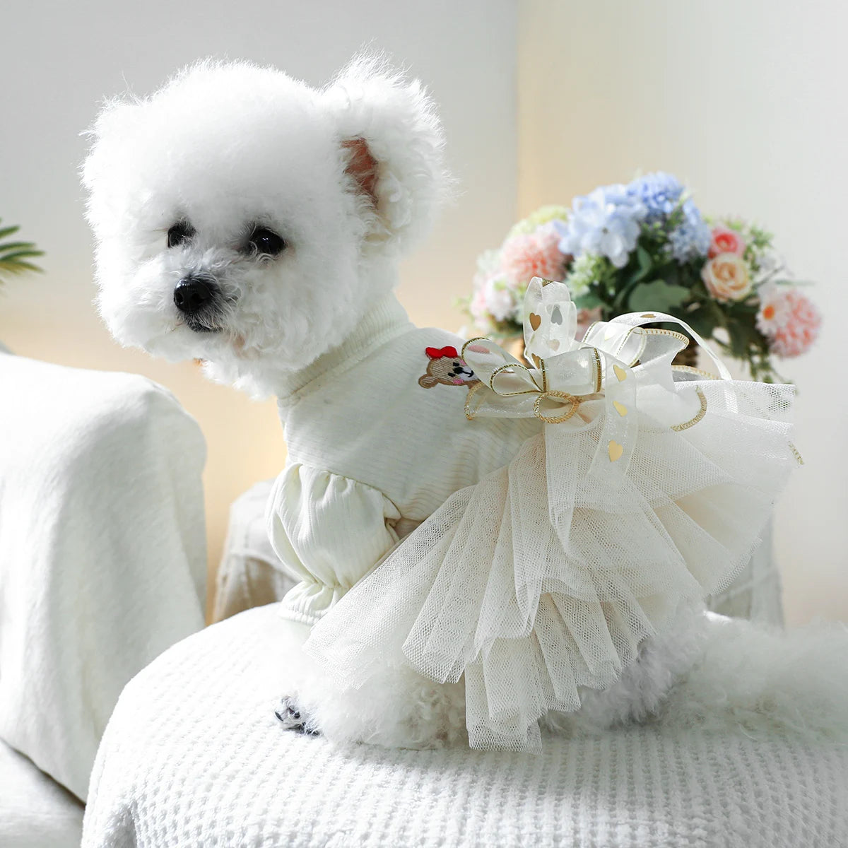 1PC Pet Clothing Spring and Autumn Wedding Bear Wedding Dress Princess Dress Suitable for Small and Medium sized Dogs