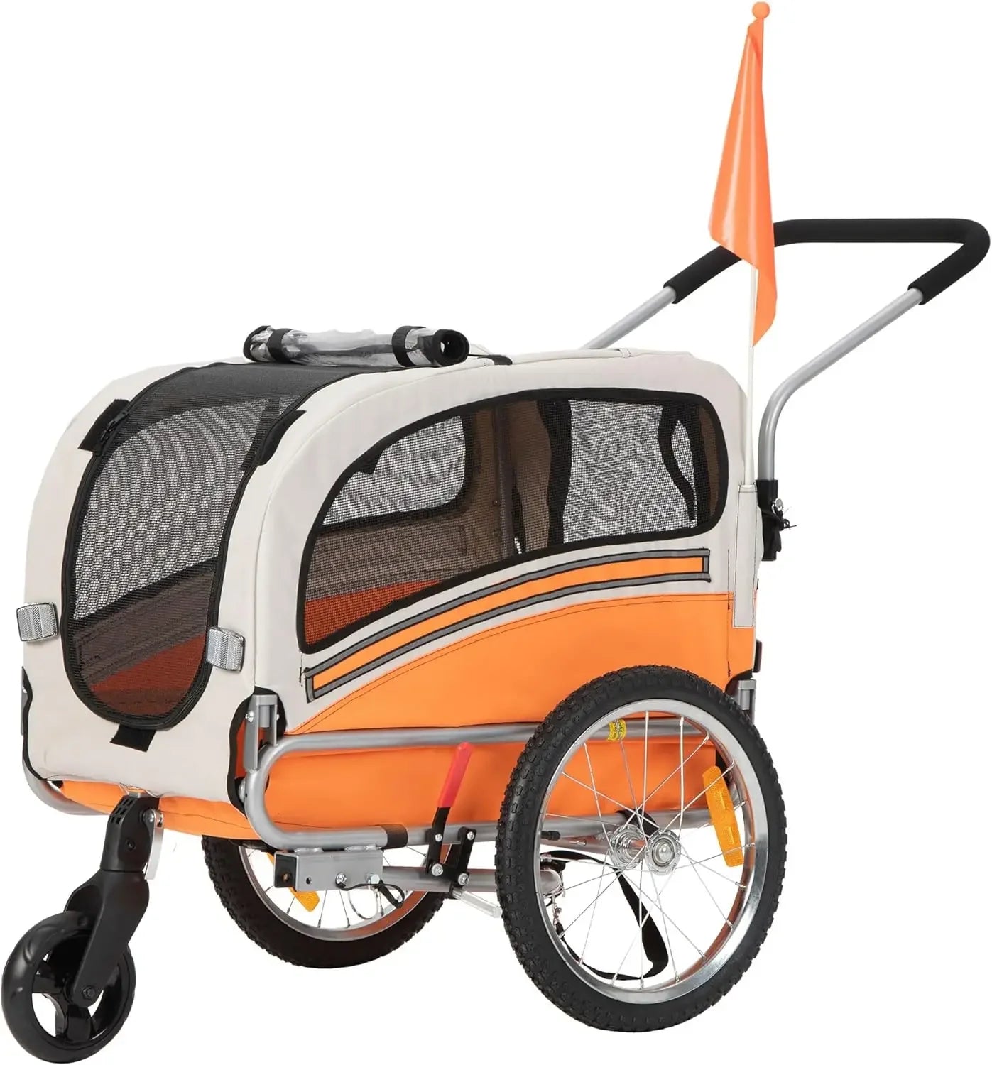 Leonpets 2 in 1 Dog Stroller Pet Dog Bike Trailer Bicycle Trailer and Jogger，ransparent windows，comfortable seat cushion