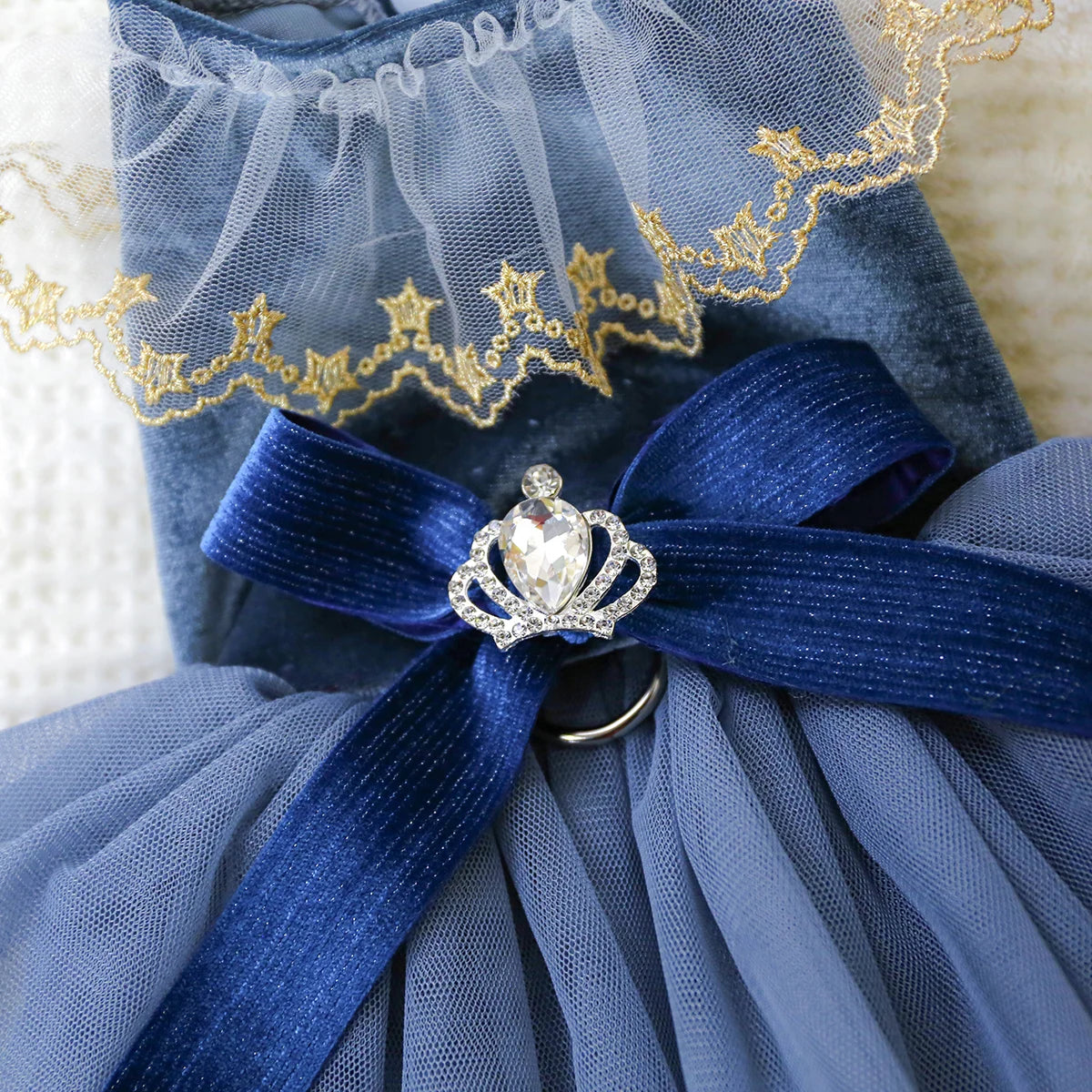 1PC Pet Clothing Spring and Autumn Blue Bow Royal Dress Dress Suitable for Small and Medium sized Dogs