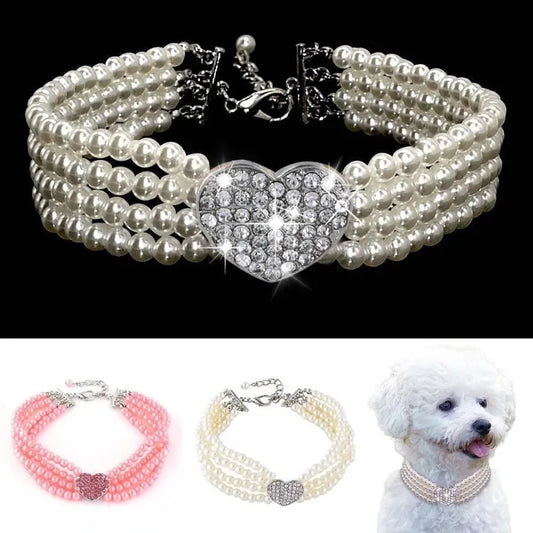 Pet Collar Puppy Cat Small Dog Jewelry Necklace Party Pearl Collar Pet Accessories  ошейник для собак