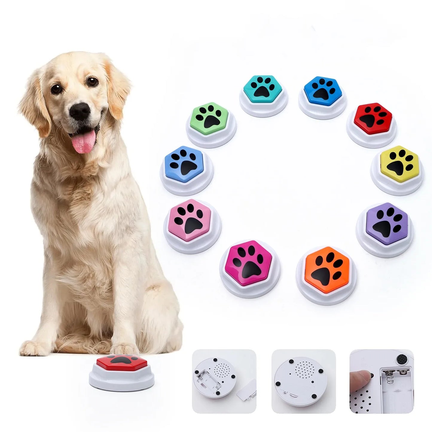 Pet Training Recordable Talking Sound Button Hexagonal Paw Pattern Speak Answering Interactive Voice Dog Toy For Communication