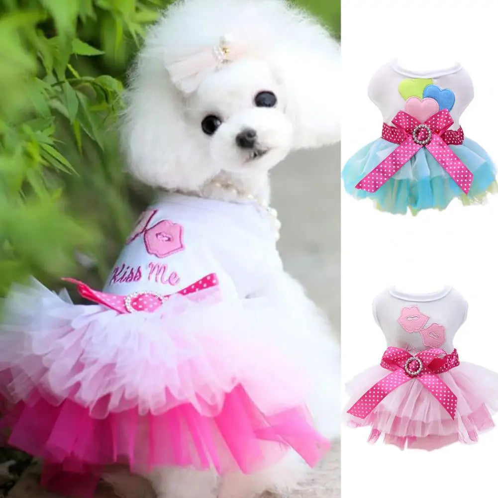 Pet Clothing Colorfast Dog Dress Soft Sleeveless  Sweet Comfortable Touch Pet Dress