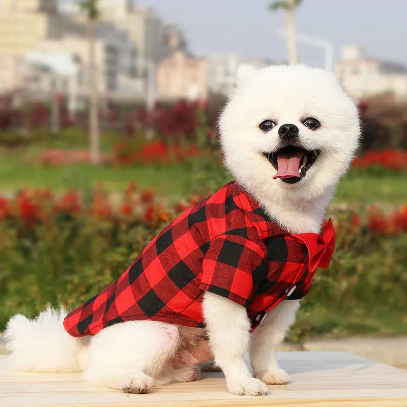 T-shirts classiques pour chiens avec nœud papillon et carreaux - Vêtements d'été fins et respirants pour petits et grands chiens - Chihuahua, chiot, chat - Gilet pour yorkshire