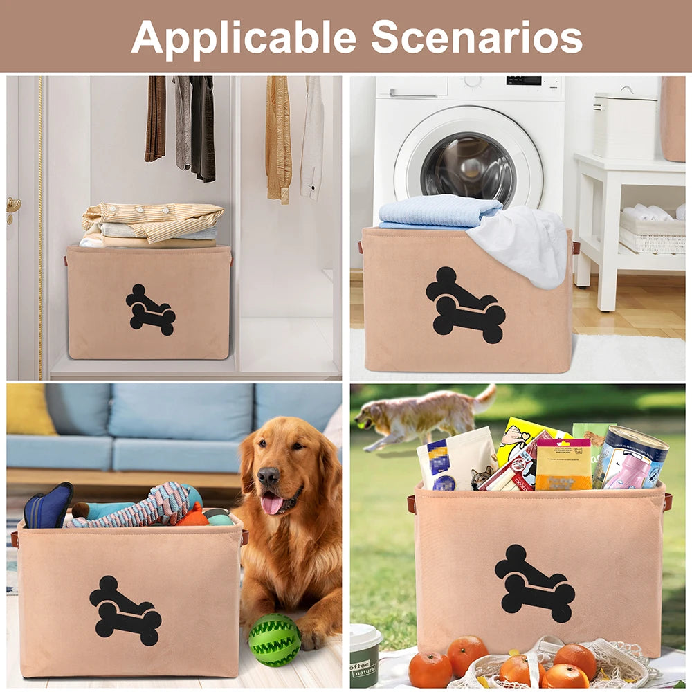 Cesta de almacenamiento de juguetes para perros de gran capacidad, cesta organizadora para cachorros, juguetes, ropa, accesorios, suministros para mascotas al aire libre