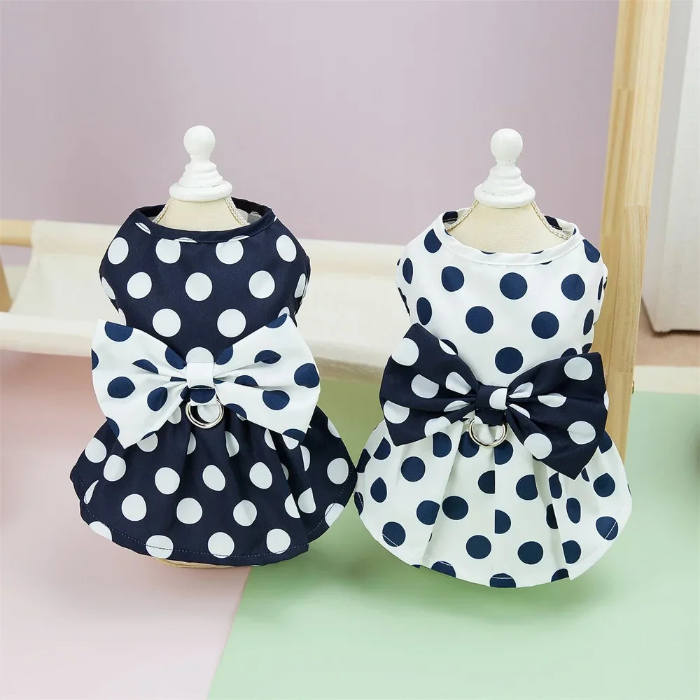 Lovely Dot Pattern Dog Dress for Female Pet Cat Puppy Princess Wedding Party Skirt