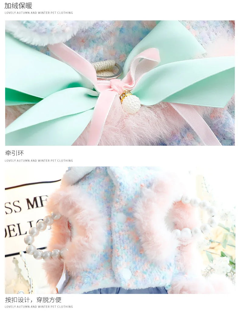 Autumn Winter Dog Cat Princess Dress Sweet Bowknot Cat Dog Skirt Clothes Tutu Dress for Dogs Puppy Teddy Chihuahua