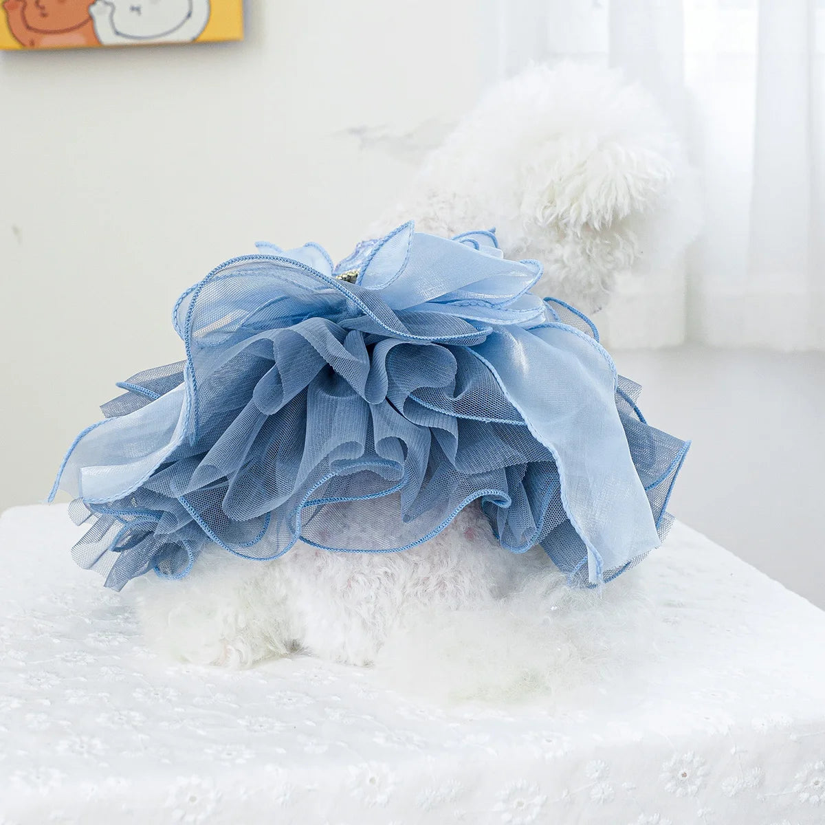 1PC Pet Clothing Spring and Autumn Blue Star River Dress Wedding Princess Dress Suitable for Small and Medium sized Dogs