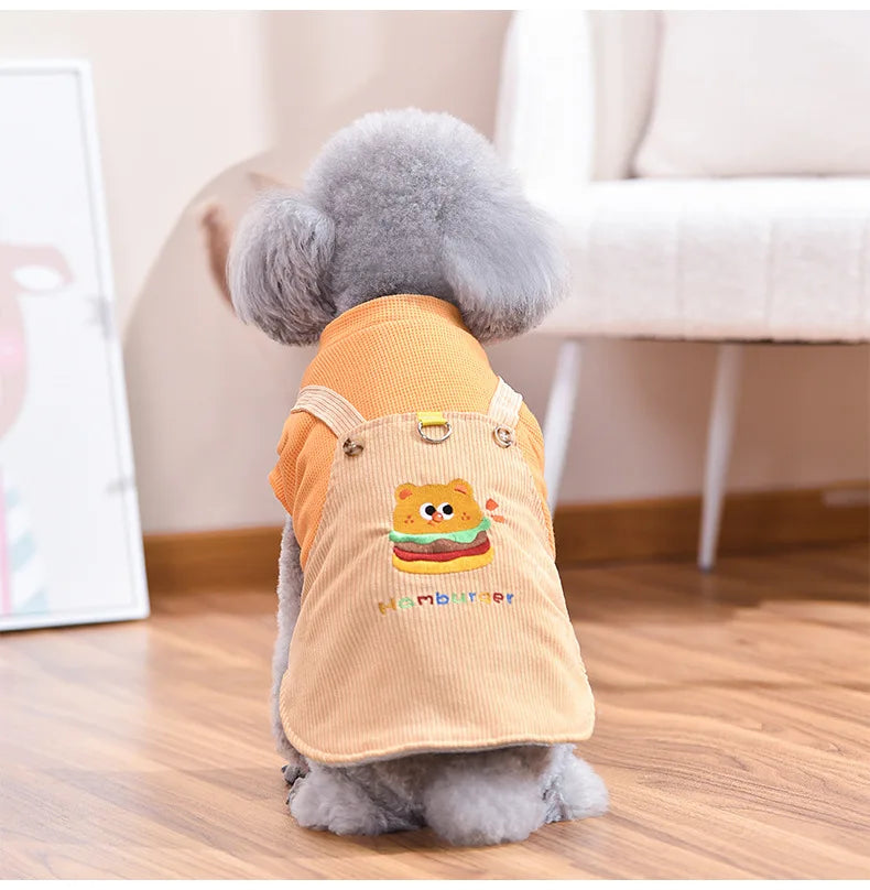 Hamburger Big Dog Costume Jumper Dresses For Small Big Breeds Puppy Dachshund Corgi Autumn Winter Pet Clothes Yellow Size XS 4XL