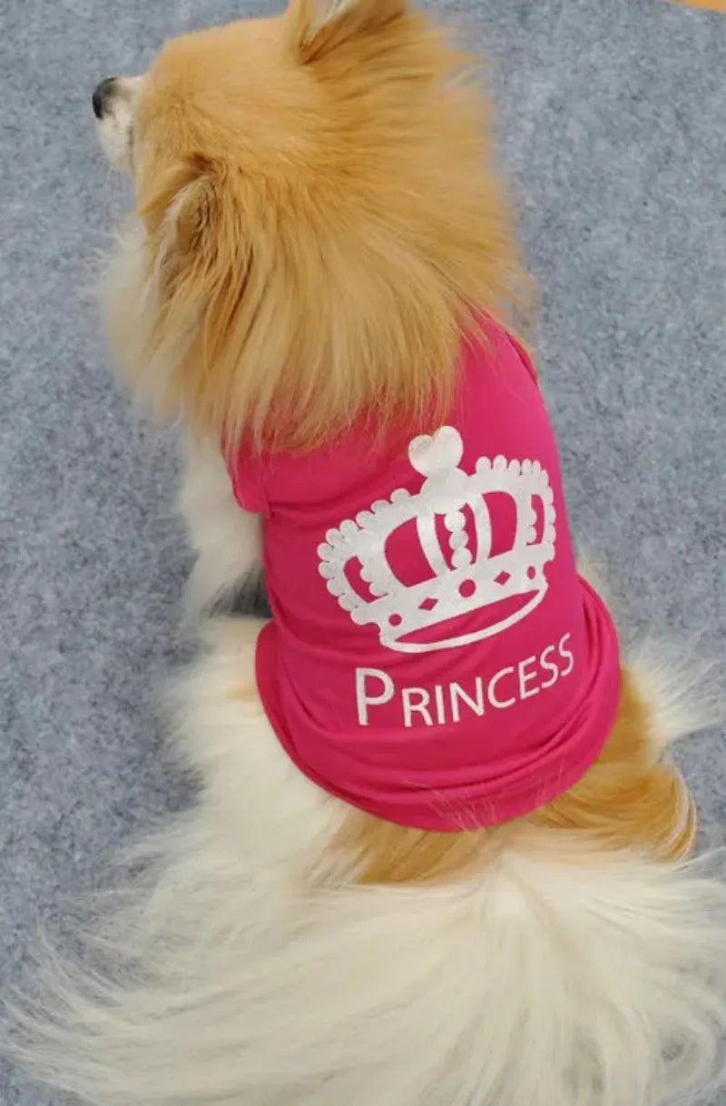 Cool Crown Pattern Princess Clothing for Small Dogs Dog Cat Shirt Puppy Vest Puppy Tee Shirt Summer Clothes Tank Top Pet Apparel