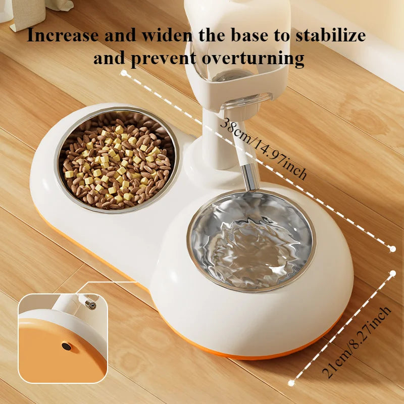 Pet water dispenser feeder Stainless steel bowl with adjustable height automatic water for dogs and cats against spilling