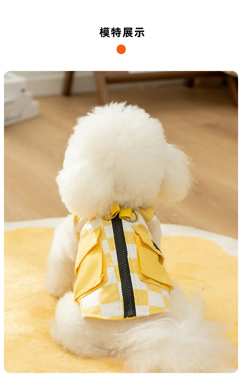 Autumn and Winter Workwear Dog Harness Vest Cat Pet Teddy Bear Dog Clothes Dog Dresses for Small Dogs Puppy Clothes