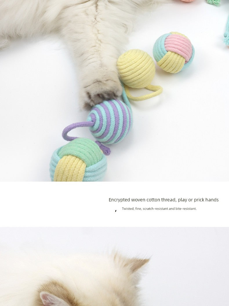 Yuanzhang Meow Cat Toy Ball Cat Teaser Bite-Resistant Ball Scratch-Resistant String Bell Self-Hi Relieving Stuffy Interaction Cat Supplies