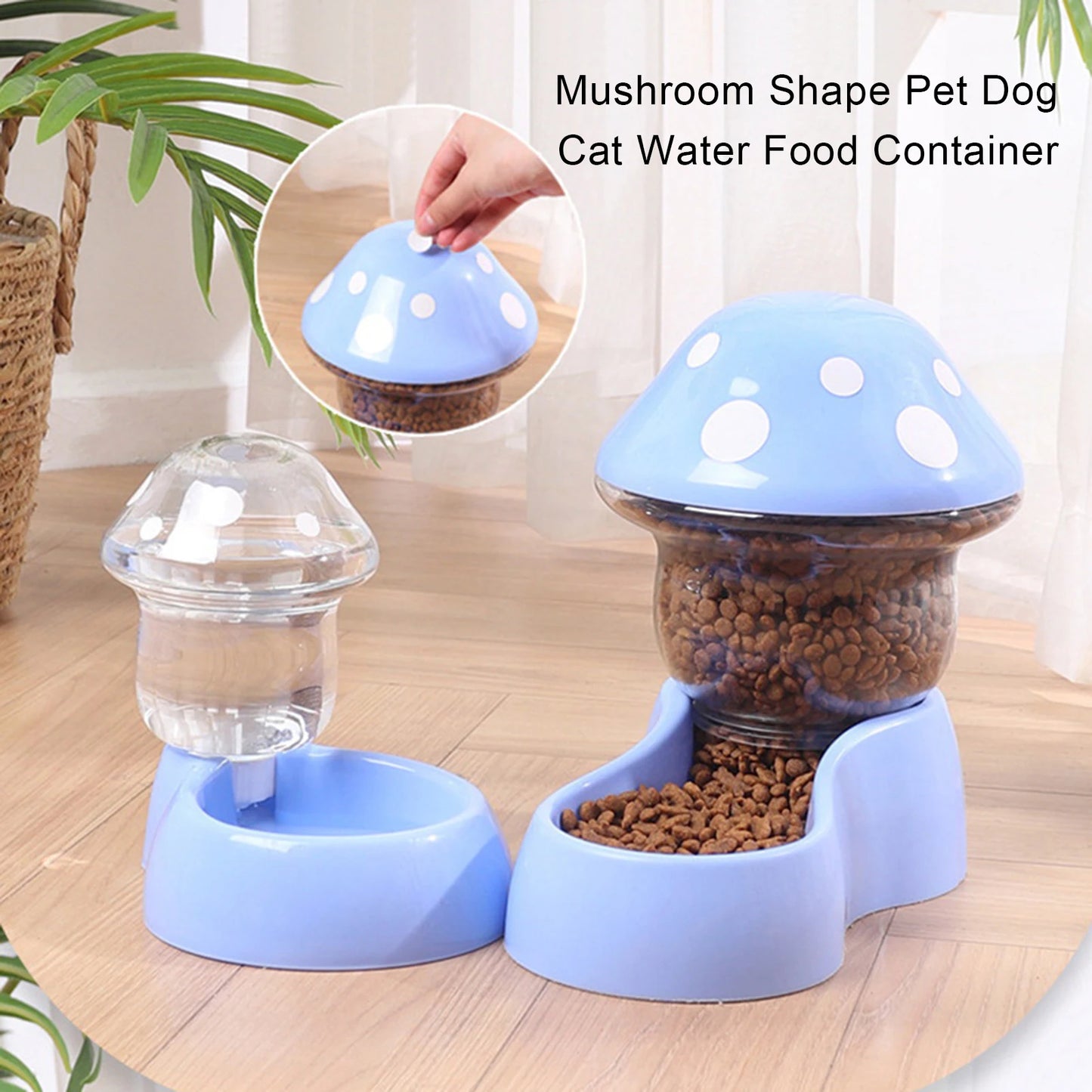 1 Set Cat Water Feeder Auto Replenishment Large Capacity Mushroom Shape Pet Dog Cat Water Food Container Pet Supplies