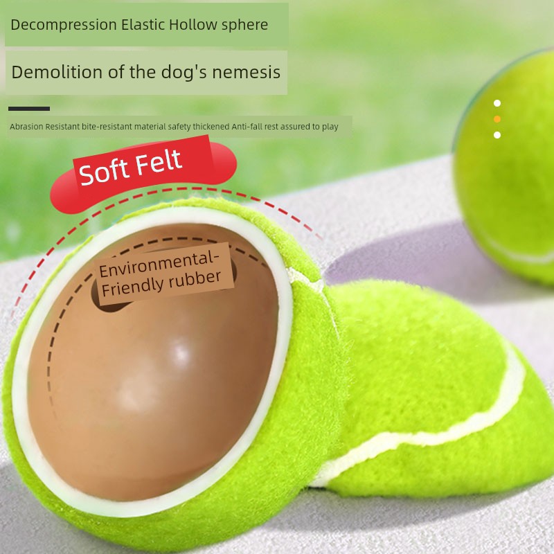 Dog Toy Ball Bite-Resistant Vocalization Pet Supplies Tennis Tooth Cleaning Relieving Stuffy Handy Gadget Self-Hi Large Dog Outdoor Dog Training